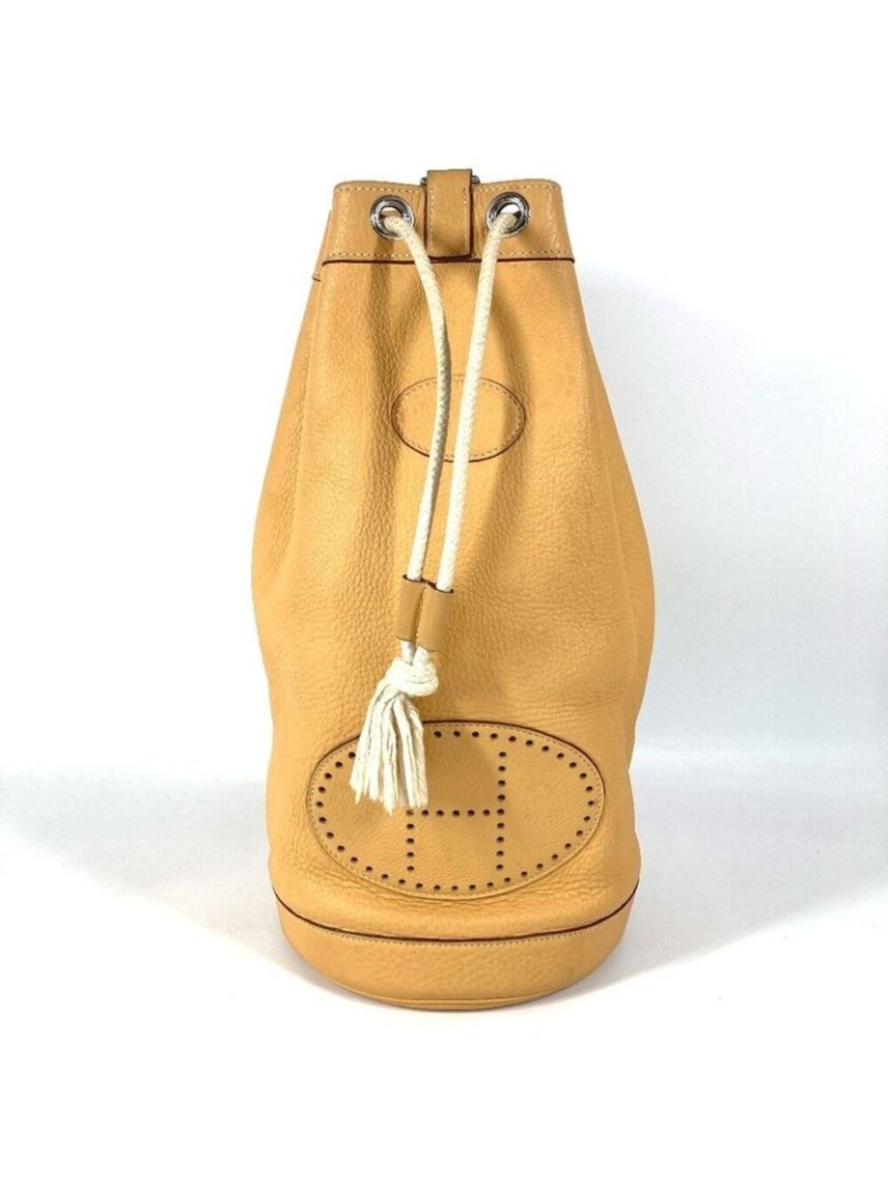 Hermes Shoulder Bag Lunch Taurillon Clemence Yellow Beige